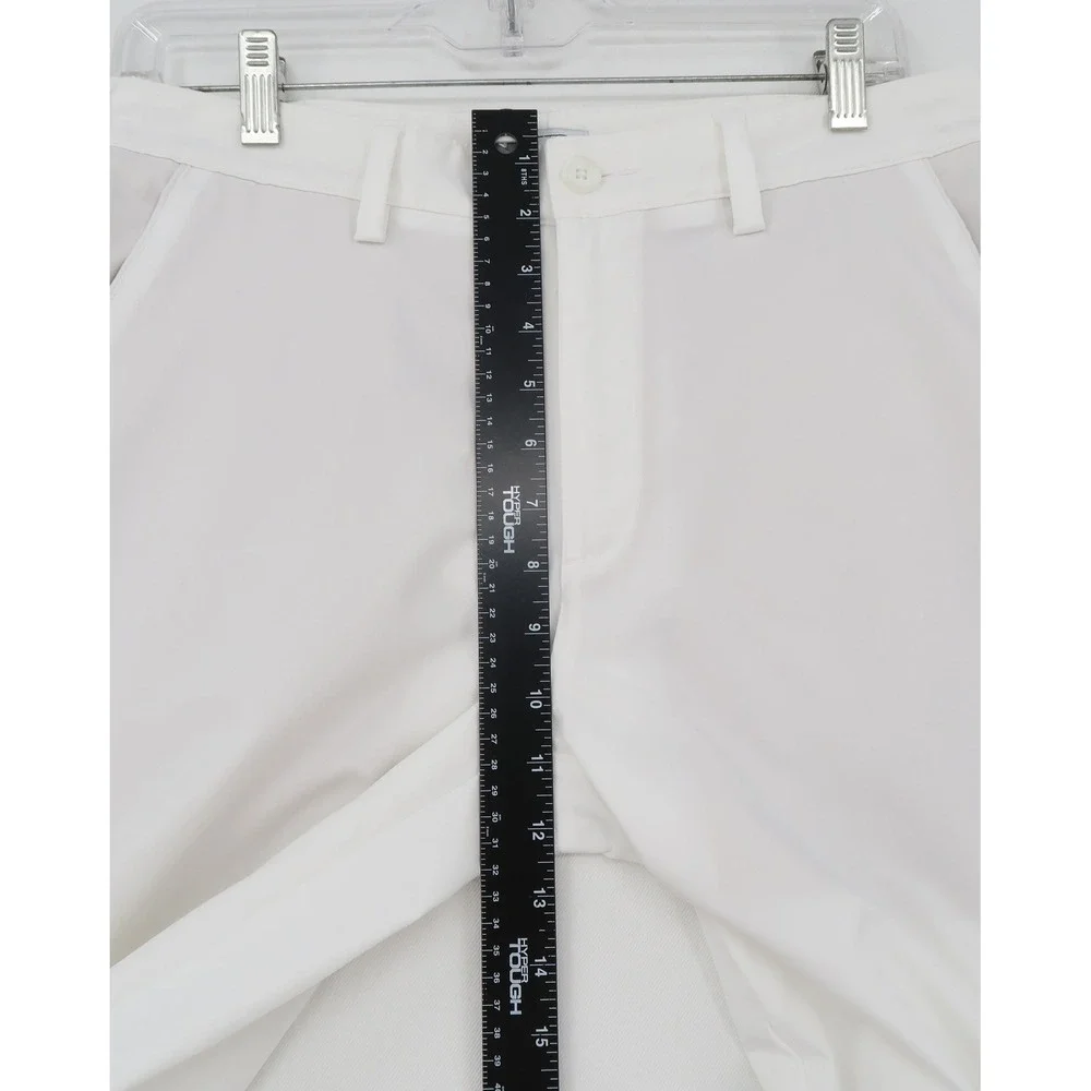 Adidas Mens White Golf Pants Flat Front Performance Trousers 30x30